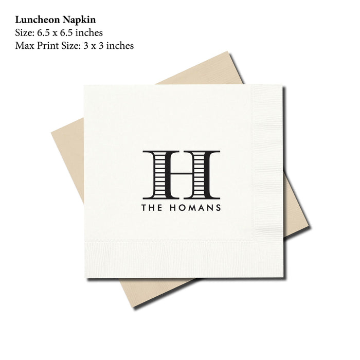 Luncheon Napkin, Striped Initial