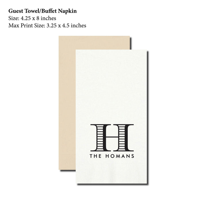 Guest Towel Napkin, Striped Initial
