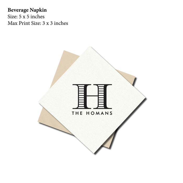 Cocktail Napkin, Striped Initial