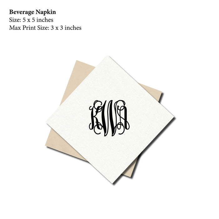 Cocktail Napkin, Vine Monogram