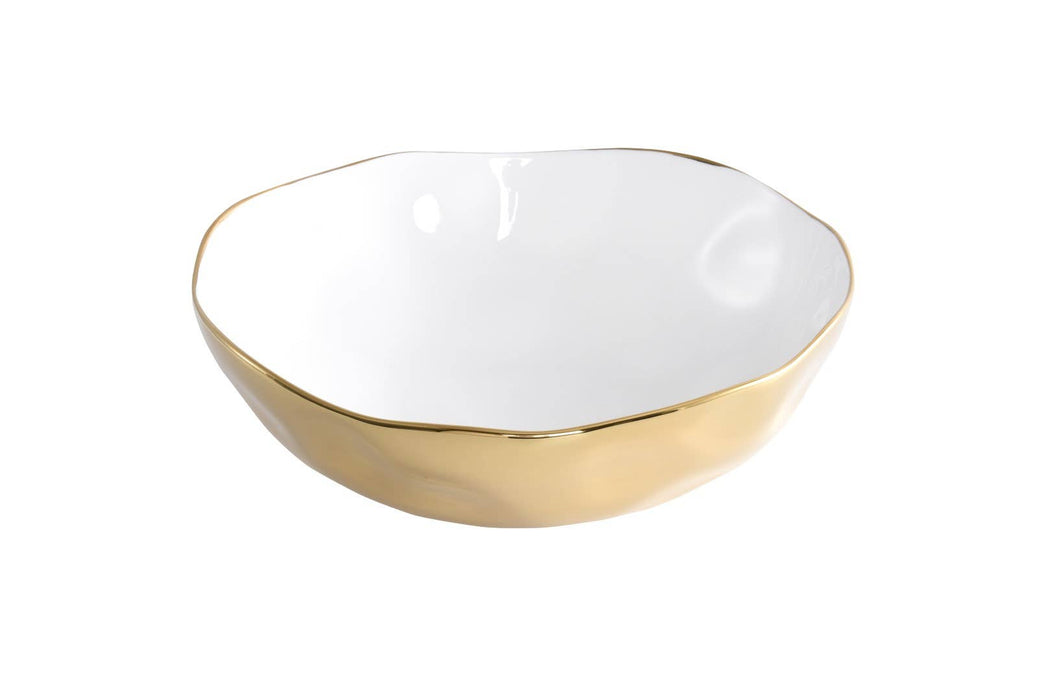 Pampa Bay Wide Bowl, White with Gold