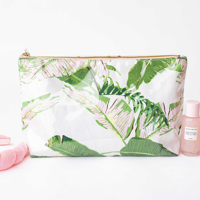 Clear Coated Travel Cosmetic, Natural Botanical