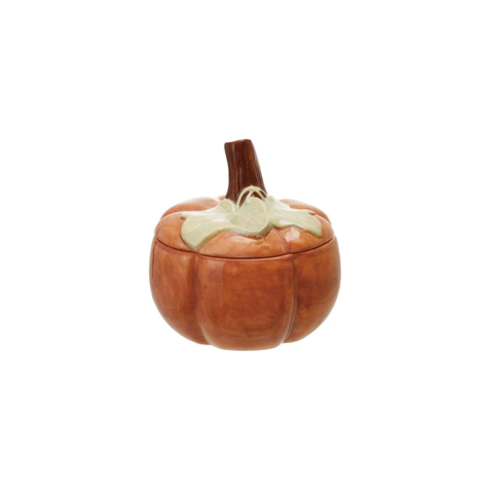 Stoneware Pumpkin Jar with Lid