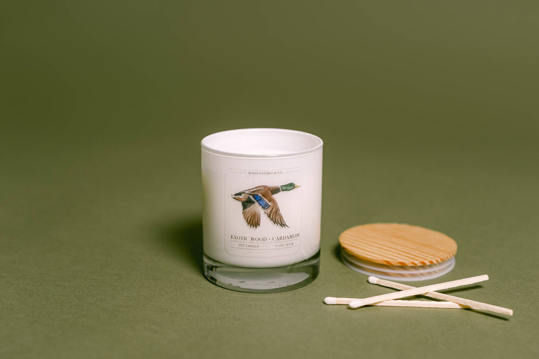 Mallard Exotic Wood & Cardamom Soy Candle – 11 oz