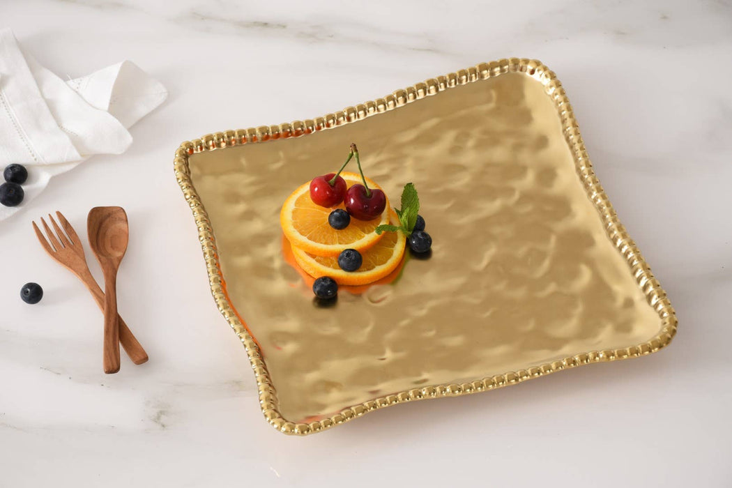Pampa Bay Square Serving Platter, Gold