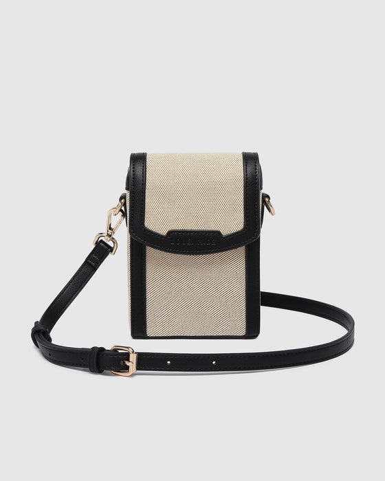 Yoko Canvas Phone Bag, Black & Natural