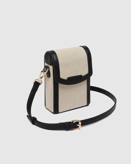 Yoko Canvas Phone Bag, Black & Natural