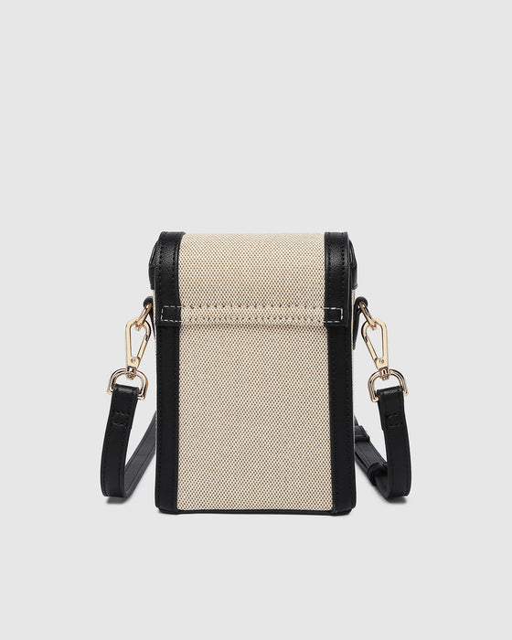 Yoko Canvas Phone Bag, Black & Natural