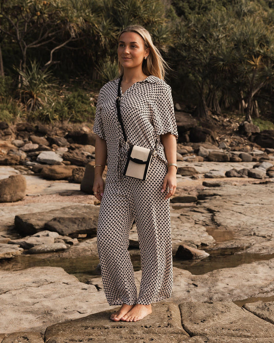 Yoko Canvas Phone Bag, Black & Natural