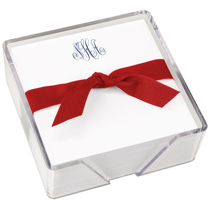 Embossed Graphics Memo Cube, Delevan Script Monogram