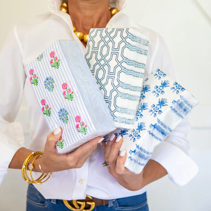 Paper Guest Towels, Blue Trellis