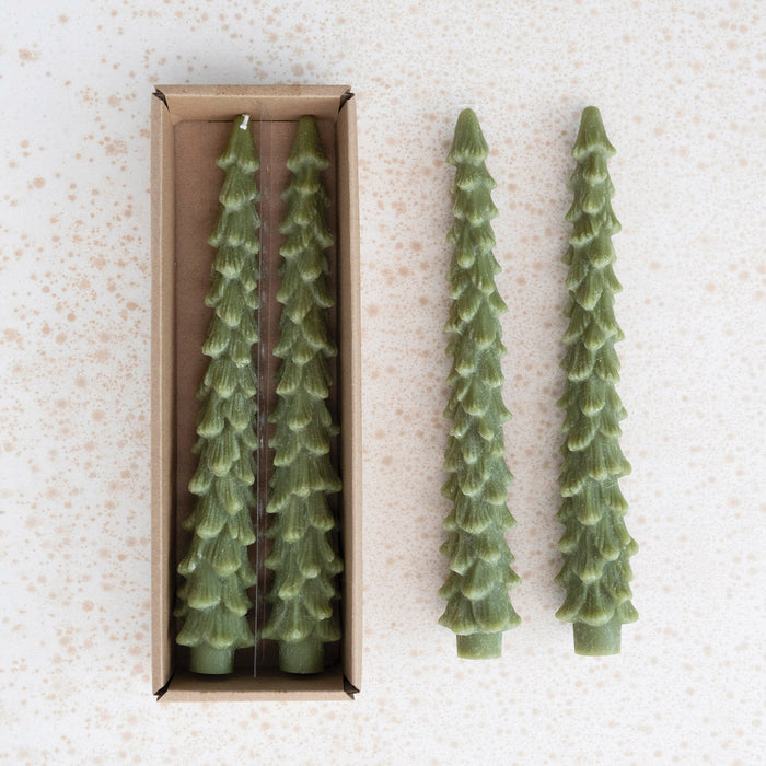 Unscented Tree Shaped Taper Candles, Set of 2
