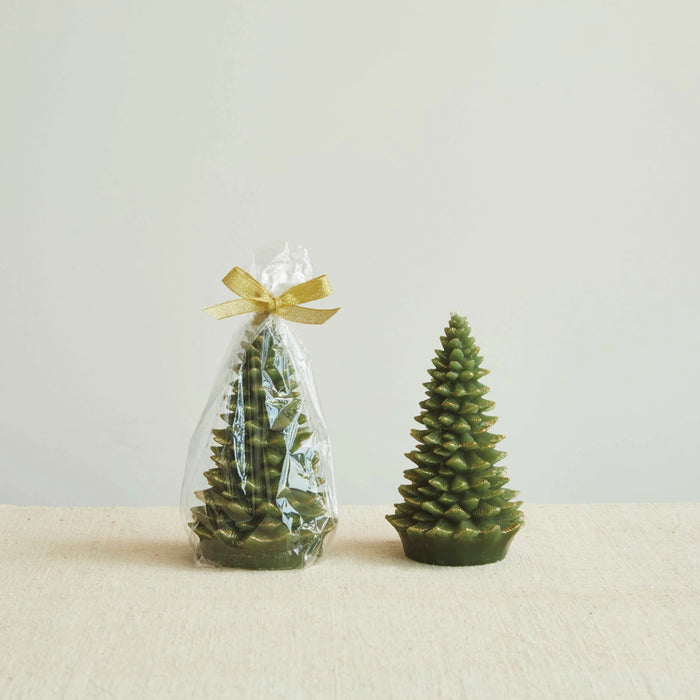 Tree Shaped Candle w/ Gold Tips
