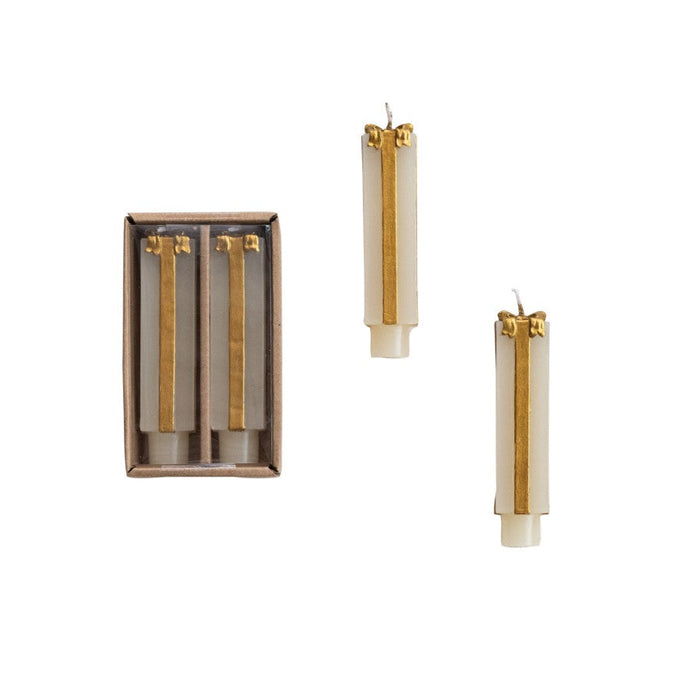 Unscented Package Shaped Taper Candles in Box, Set of 2