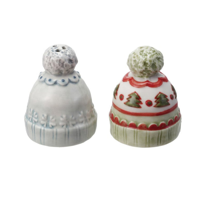 Stoneware Hat Shaped Salt & Pepper Shakers, Set of 2 ©