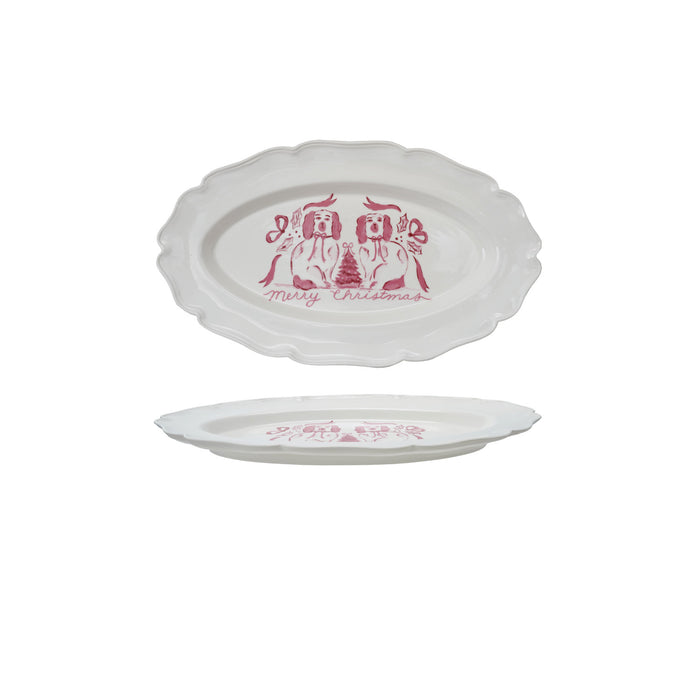 Stoneware Scalloped Platter with Staffordshire Dogs Image ©
