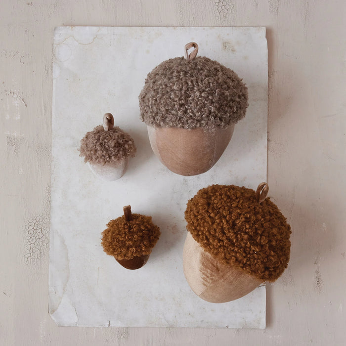 Acorn Pillow, Velvet & Sherpa