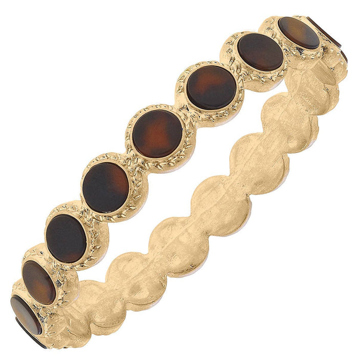 Ava Disc Bangle in Worn Gold