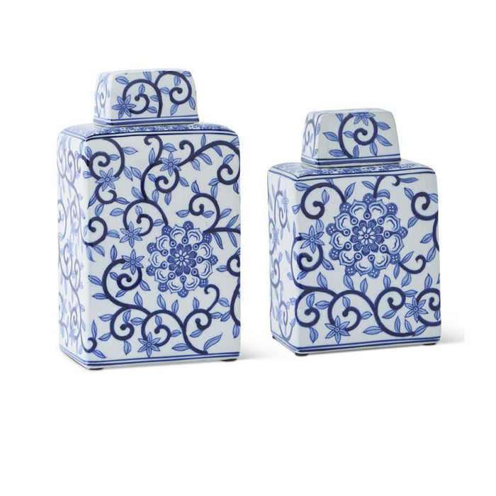 Blue & White Porcelain Containers with Lids