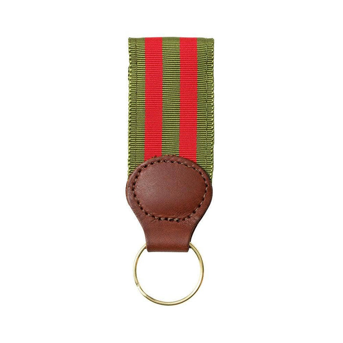 Olive & Red Grosgrain Ribbon Key Fob