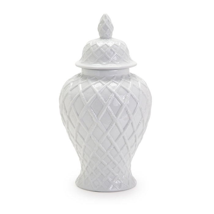 Faux Bamboo Fretwork Decorative Temple Jar
