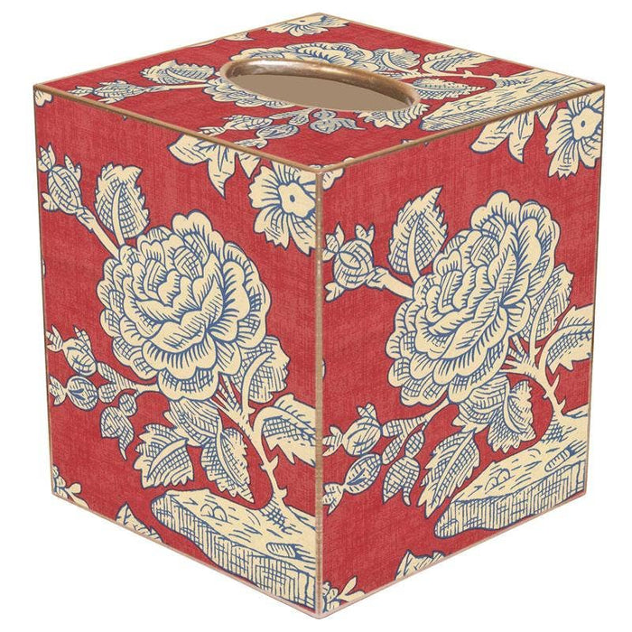 Red & Blue Provincial Print Tissue Box Cover