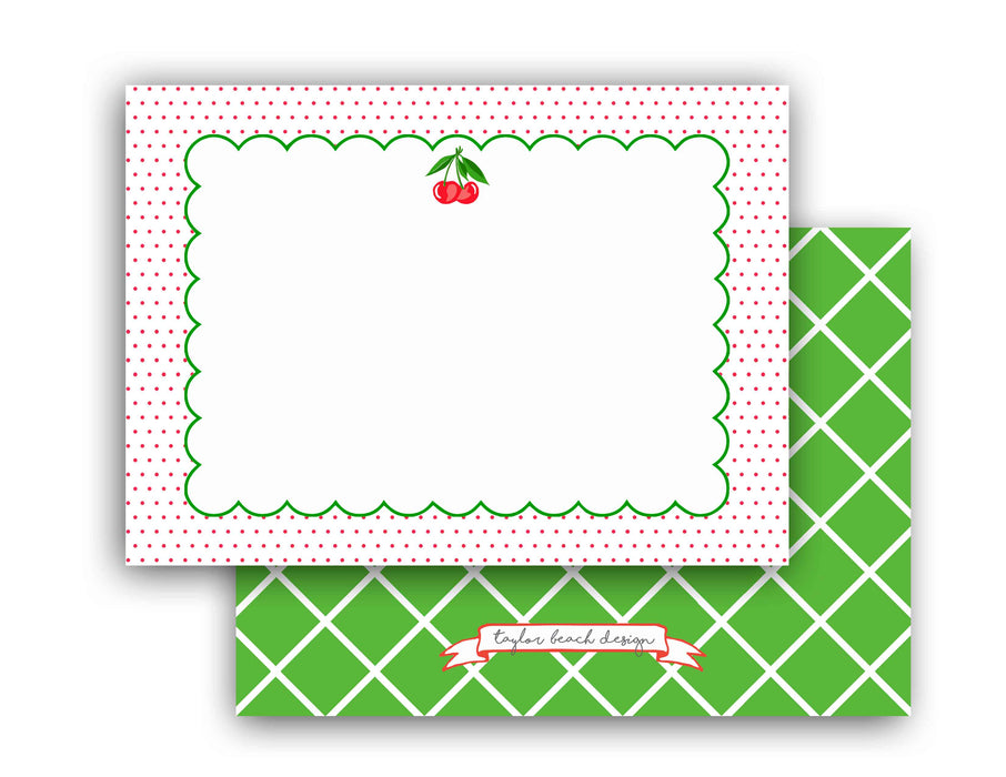 Dotted Cherry Flat Note Cards