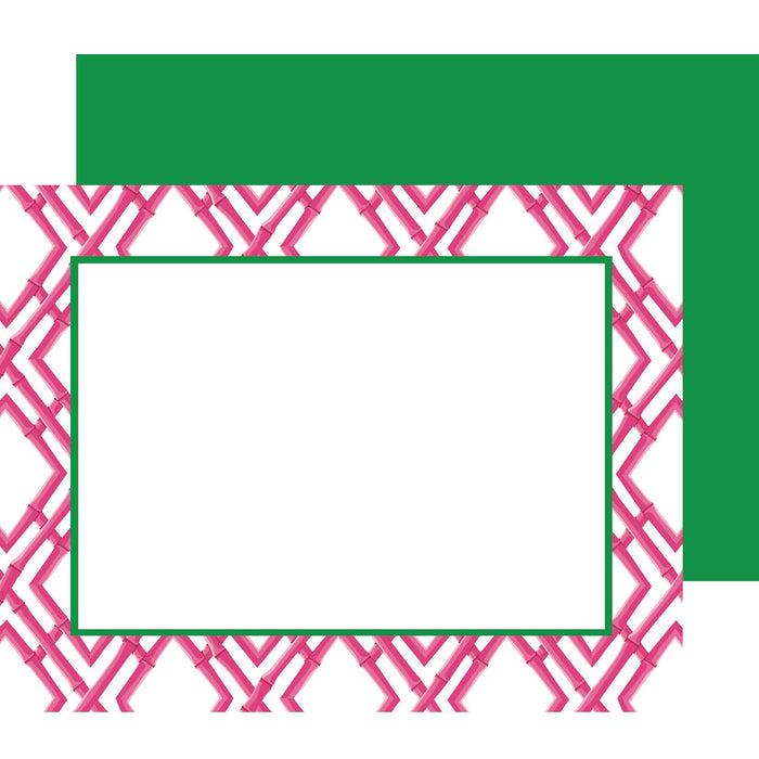 Bamboo Trellis Flat Notecards | Hot Pink