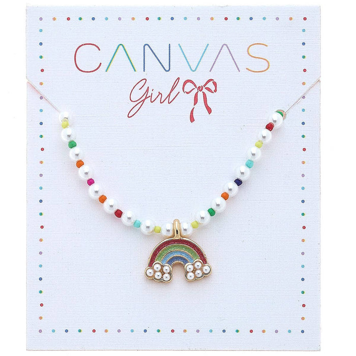 Jane Rainbow Pearl Beaded Children's Necklace in Multi