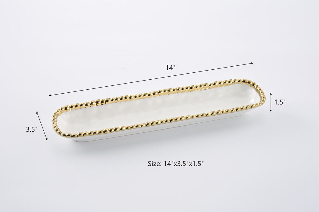 Pampa Bay Cracker Tray, White & Gold