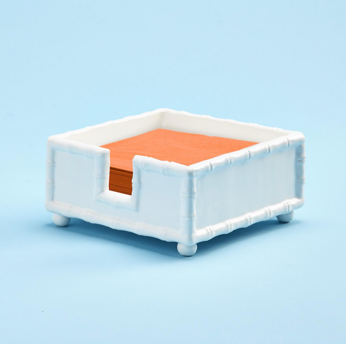 White Bamboo Beverage Napkin Holder
