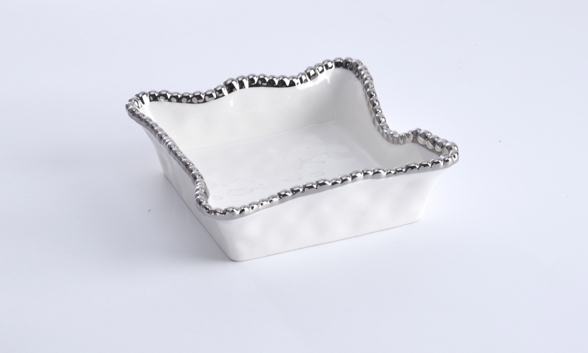 Pampa Bay Cocktail Napkin Holder, White with Silver