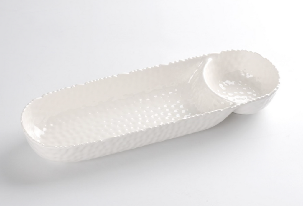 Melamine Chip and Dip, White