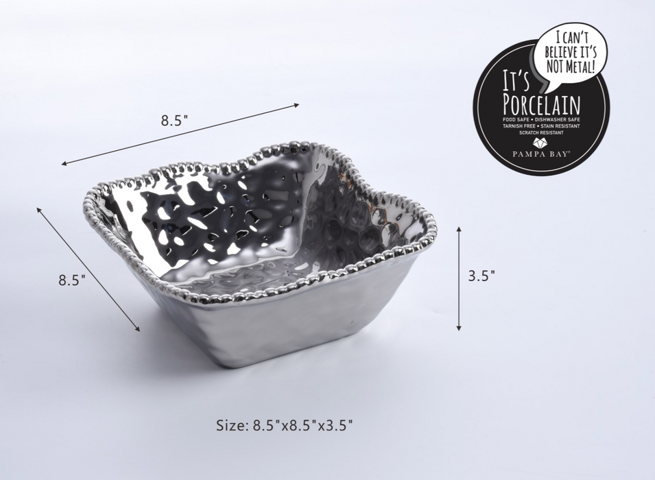 Pampa Bay Medium SQ Salad Bowl, Silver