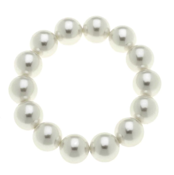 Bracelet, Eleanor Beaded Pearl Stretch, Ivory