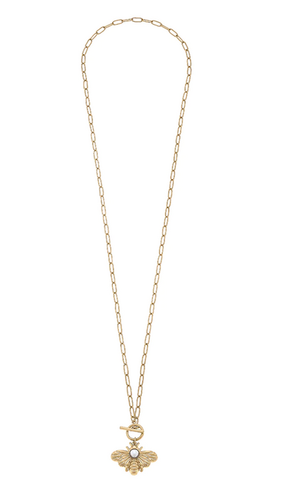 Necklace, Bee & Pearl Pendant