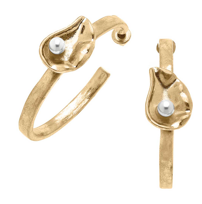 Earrings, Oyster with Pearl Hoops