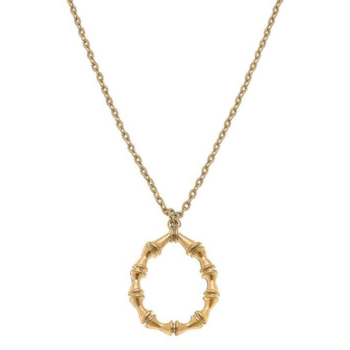 Jenny Bamboo Teardrop Necklace in Worn Gold