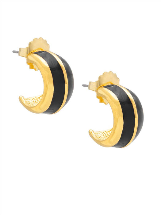 Colorful Enamel Huggie Earring: BLK