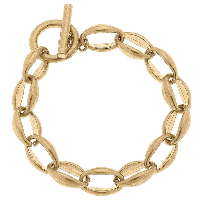 Micah Chain Link Bracelet in Worn Gold