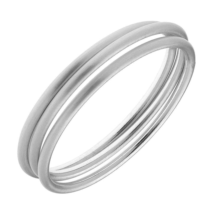 Isla Bangles in Satin Silver - Set of 3