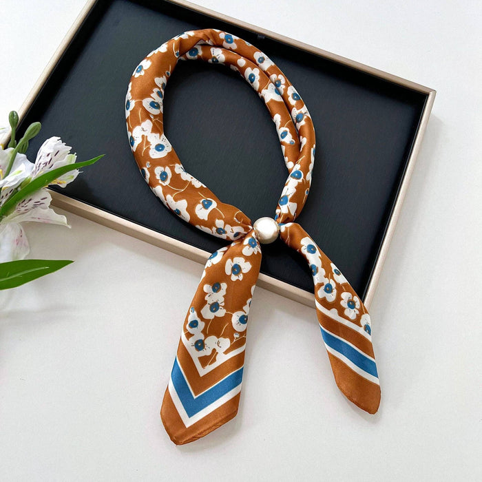Magnetic Pearl Neck Scarf, Caramel