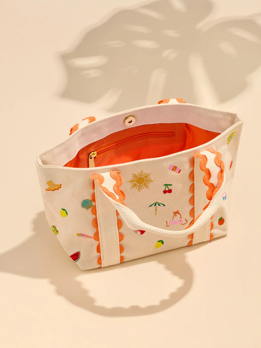 Mini Tote, Summer Icons, Natural