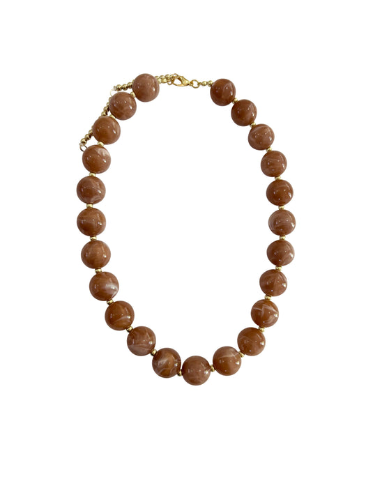 Necklace, Avery Beaded  Chunky - Mocha