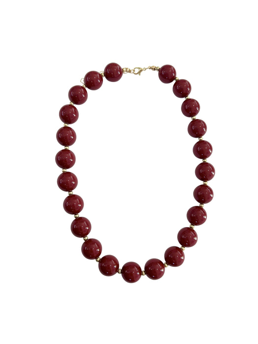 Avery Chunky Beaded Necklace- Maroon