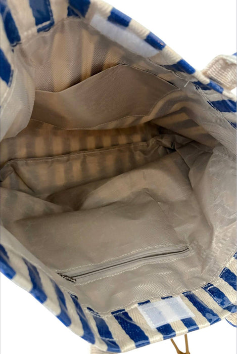 Blue and Beige Striped TOTE BAG