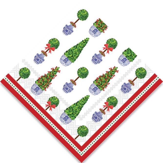 Paper Cocktail Napkins, Christmas Topiaries