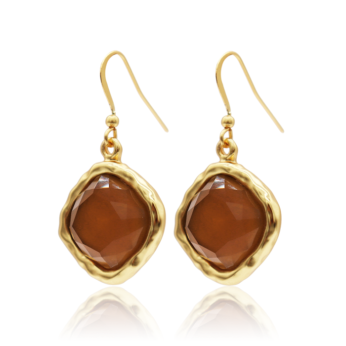 Earrings, Mocha Stone Drop