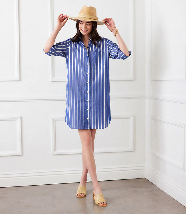 Karen Kane PRoll Top Striped Shirtdress
