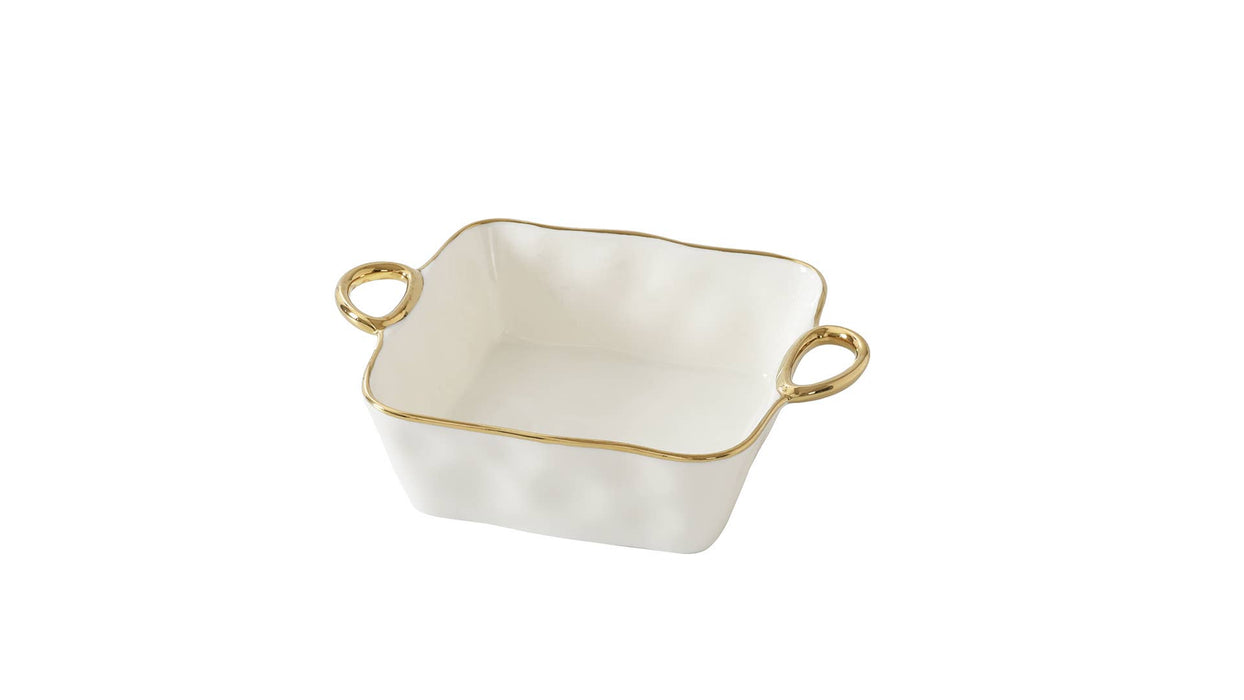 Square Baking Dish, Golden Handles